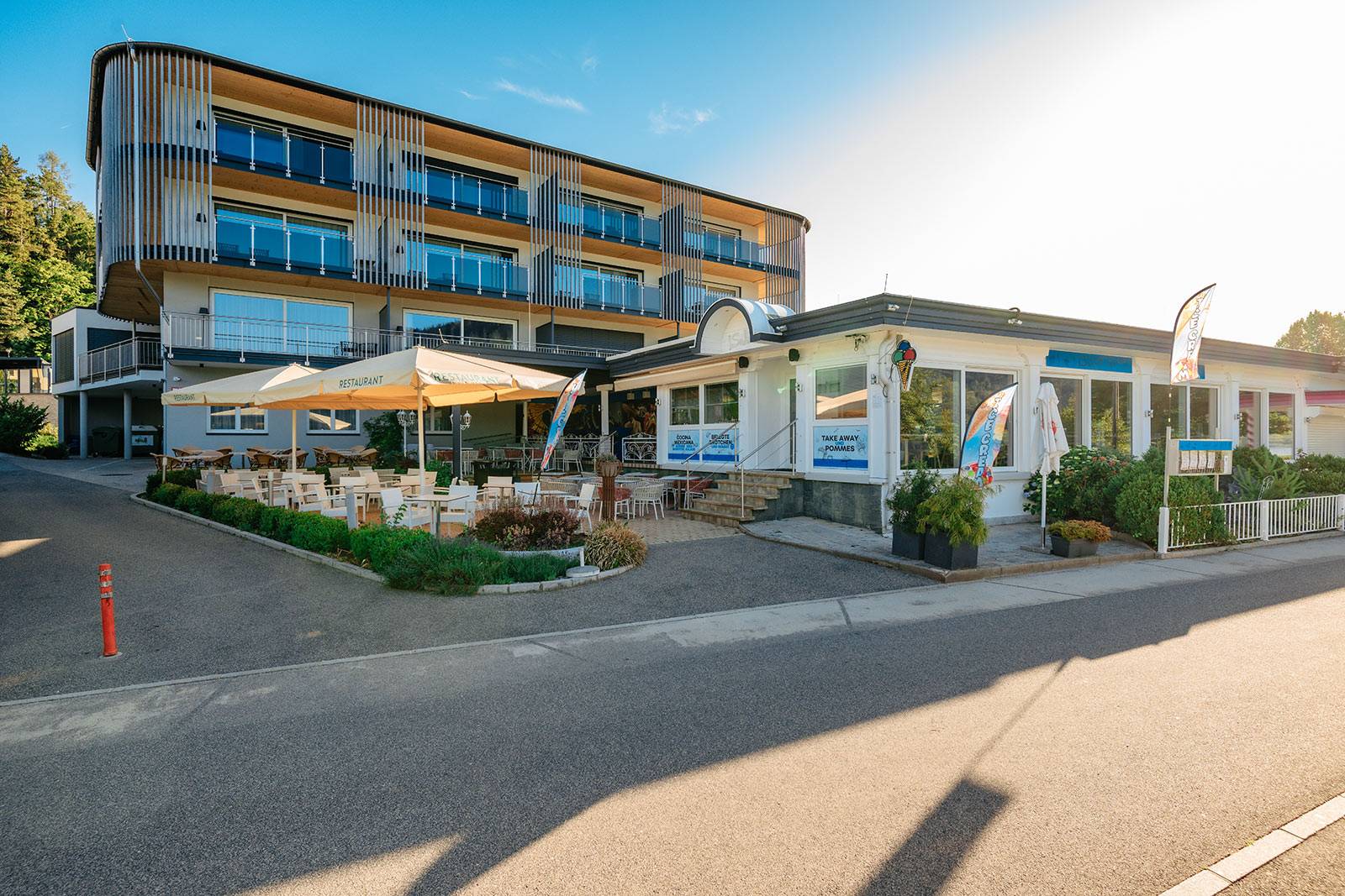 Das Restaurant Salud beim Apartmethaus Seewirt am Klopeiner See.